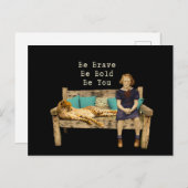 Carte Postale Soyez courageux écolière Vintage & Cheetah Campy (Devant / Derrière)