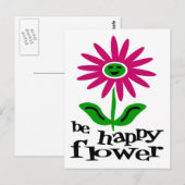 Carte Postale Soyez heureux Flower (Devant / Derrière)