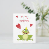 Carte Postale Soyez ma Saint Valentin Cute Frog Prince Holiday C (Debout devant)