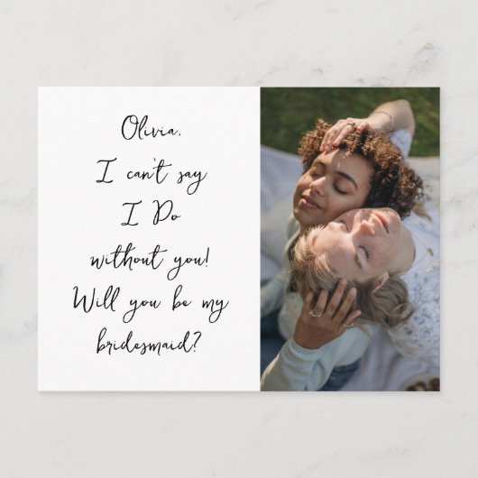 Carte Postale Soyez Mon Époux Script De Serveuse D'Époux Photo m (Devant)