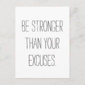 Carte Postale Soyez plus forts que vos excuses. Devis motivation (Devant)