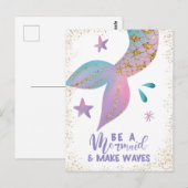 Carte Postale Soyez une sirène et faites des vagues une citation (Devant / Derrière)