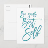 Carte Postale Soyez votre meilleur devis auto-motivationnel bleu (Devant / Derrière)