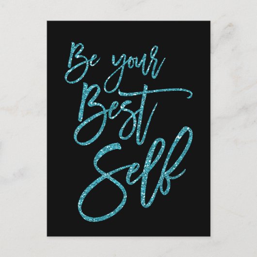 Carte Postale Soyez votre meilleur devis auto-motivationnel noir (Devant)