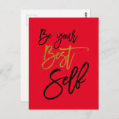 Carte Postale Soyez votre meilleur devis auto-motivationnel roug (Devant / Derrière)