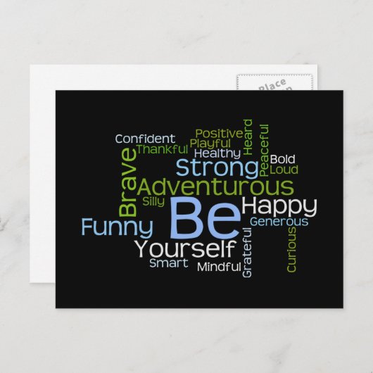 Carte Postale Soyez votre propre source d'inspiration Word Cloud (Devant / Derrière)