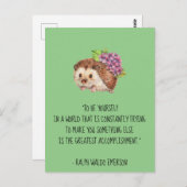 Carte Postale Soyez vous-même Emerson Citation avec Hérisson (Devant / Derrière)