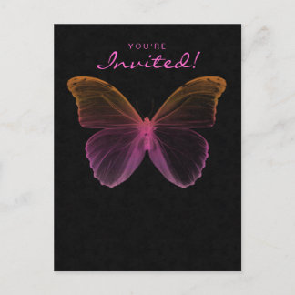 Carte Postale Spa de salon Papillon Postcard Invitation rose