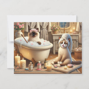 Carte Postale Spa pour Amoureux de les chats siamois