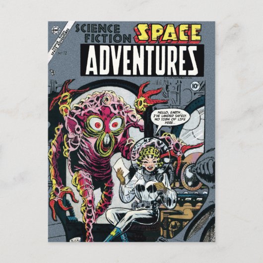 Carte Postale Space Adventures #12 Funny 50s Retro Sci-Fi Bande (Devant)