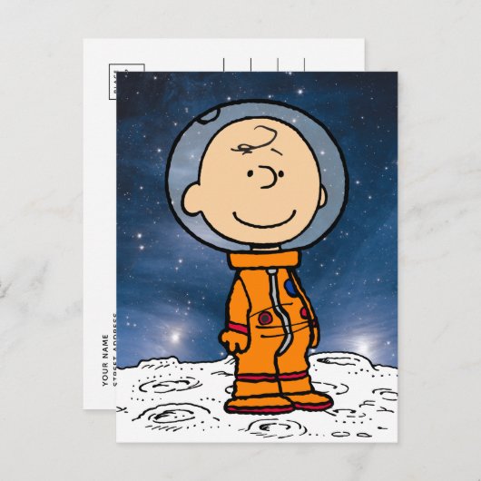 Carte Postale SPACE | Charlie Brown astronaute (Devant / Derrière)