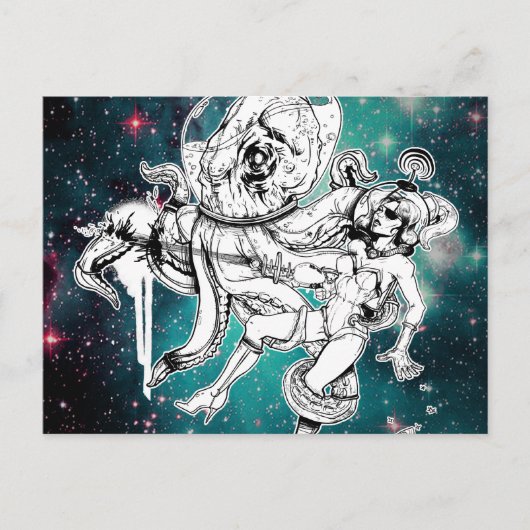 Carte postale Space Chick et Octopus (Devant)