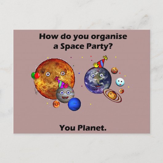 Carte Postale Space Party Planet Funny College Humor Joke (Devant)