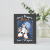 Carte Postale Space Penguin Funny Astronaut mignon Galaxie Anima (Debout devant)