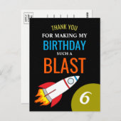 Carte Postale Space Rocket au Merci d'anniversaire des enfants d (Devant / Derrière)