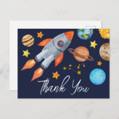 Carte Postale Space Rocket Ship Anniversaire Merci (Devant / Derrière)