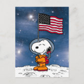 Carte Postale SPACE | Snoopy avec drapeau astronaute (Devant)