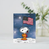 Carte Postale SPACE | Snoopy avec drapeau astronaute (Debout devant)