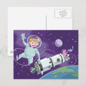 Carte Postale space walk couple astronaute (Devant / Derrière)