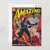 Carte Postale Spaceman avec deux armes Raygun (Devant / Derrière)