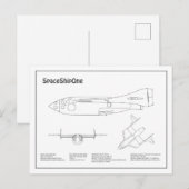Carte Postale SpaceShipOne - Plans de dessin plan d'avion BD (Devant / Derrière)