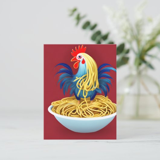 Carte postale Spaghetti au poulet (Debout devant)