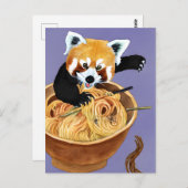 Carte Postale Spaghetti mangeant du panda rouge (Devant / Derrière)