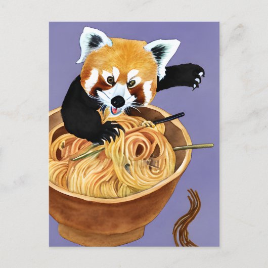Carte Postale Spaghetti mangeant du panda rouge (Devant)
