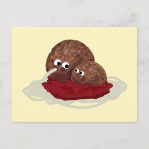 Carte Postale Spaghetti mangeur de boules de viande