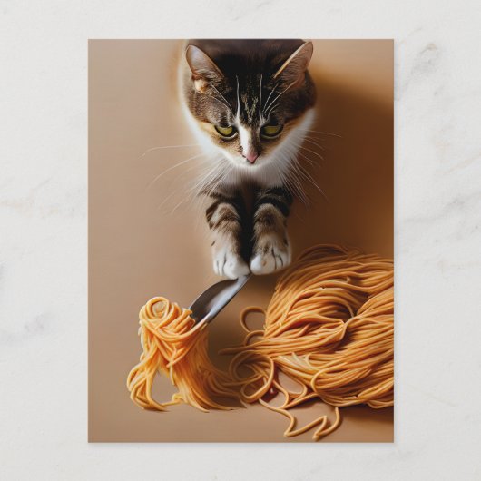 Carte Postale Spaghetti mangeur de chats (Devant)