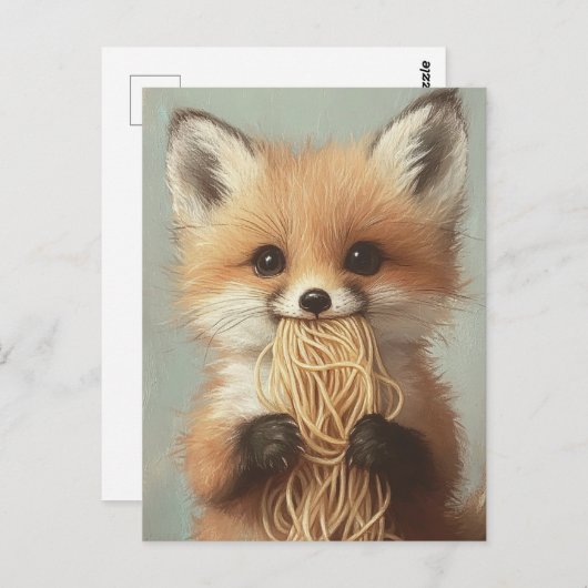 Carte Postale spaghetti mangeur de renard rouge bébé (Devant / Derrière)