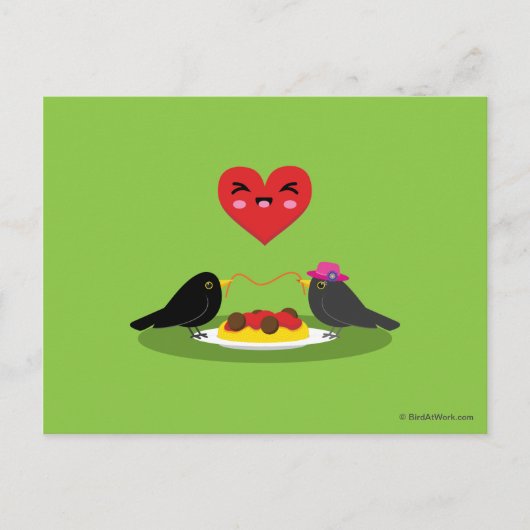 Carte Postale Spaghetti Meatballs Date romantique (Devant)