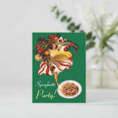 CARTE POSTALE SPAGHETTI PARTY DANCE, CUISINE ITALIENNE ET TOMATE (Debout devant)