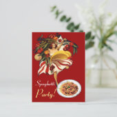 CARTE POSTALE SPAGHETTI PARTY DANCE, CUISINE ITALIENNE ET TOMATE (Debout devant)