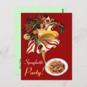 CARTE POSTALE SPAGHETTI PARTY DANCE, CUISINE ITALIENNE ET TOMATE (Devant / Derrière)