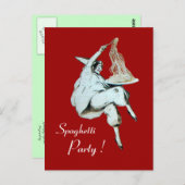 Carte Postale SPAGHETTI PARTY ITALIAN KITCHEN, RESTAURANT rouge (Devant / Derrière)