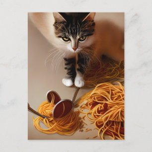 Carte postale Spaghetti pour manger des chats