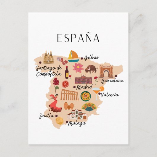 Carte Postale Spain travel map (Devant)