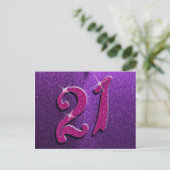 Carte postale Sparkle 21e Anniversaire rose et vio (Debout devant)