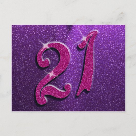Carte postale Sparkle 21e Anniversaire rose et vio (Devant)
