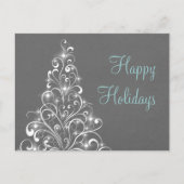 Carte Postale Sparkly Holiday Tree, gris foncé (Devant)