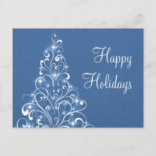Carte postale Sparkly Holiday Tree, Royal Blue