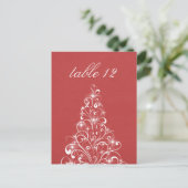 Carte postale Sparkly Holiday Tree Table, Rouge (Debout devant)