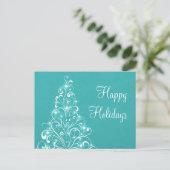 Carte postale Sparkly Holiday Tree, Turquoise (Debout devant)