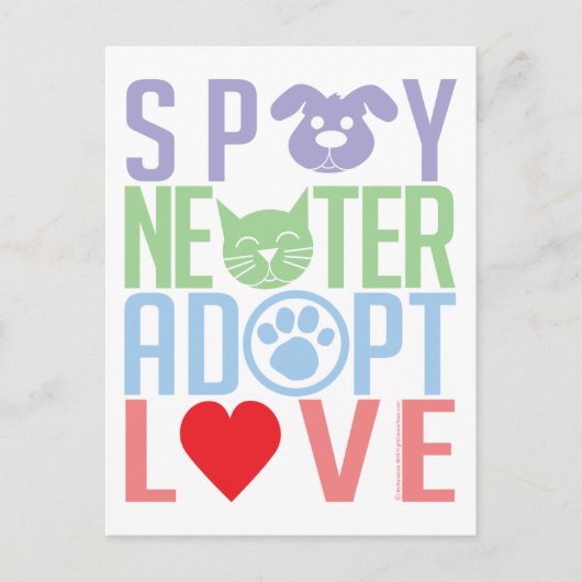 Carte Postale Spay Neuter Adopter l'Amour 2 (Devant)