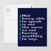 Carte postale Speak (Devant / Derrière)