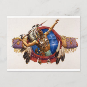 Carte Postale Spear Warrior Amérindien