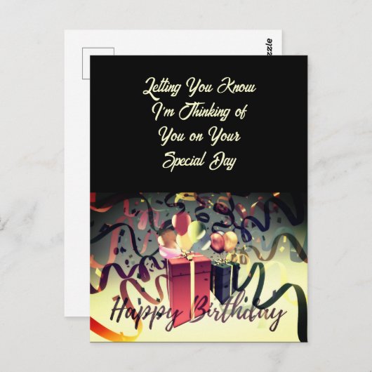 Carte postale spéciale Joyeux Anniversaire (Devant / Derrière)