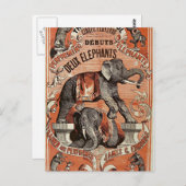 Carte postale spectacle d'éléphants de cirque vint (Devant / Derrière)