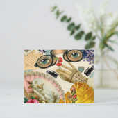 Carte Postale Spectacles de fanes en dentelle et fleurs (Debout devant)